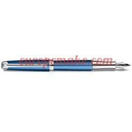 Caran D'Ache SILVER-PLATED, RHODIUM-COATED LÉMAN GRAND BLEU FOUNTAIN PEN