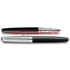 Caran D'Ache SILVER-PLATED, RHODIUM-COATED LÉMAN BICOLOR BLACK FOUNTAIN PEN